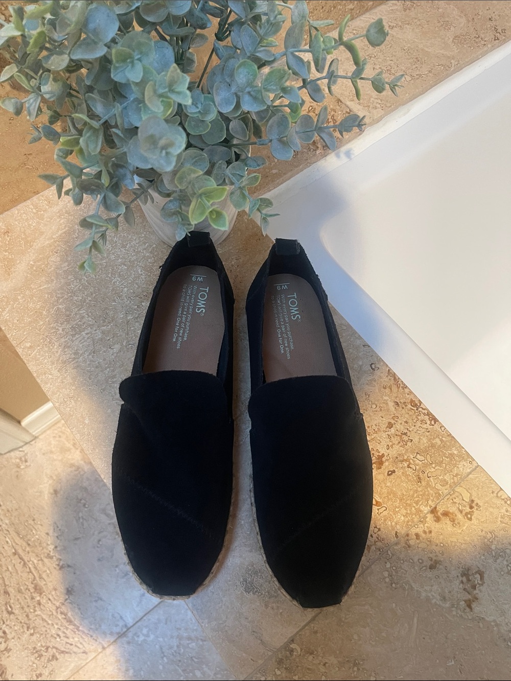 Toms Women's Black Suede Slip-On Flats
